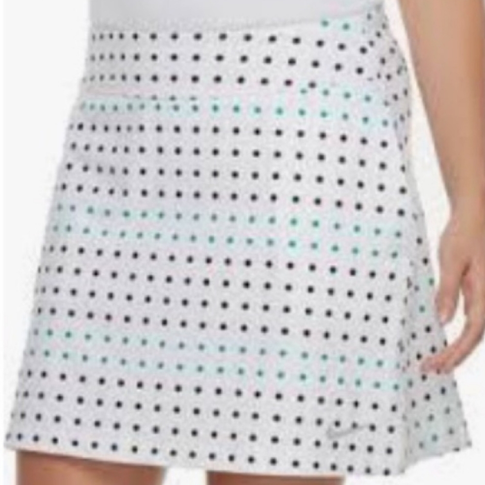 Nike White Golf Skort with Green and Black Polka Dots M